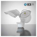 SECURITY LIGHT - TWO HEAD WITH SENSOR - 5CCT (2700K - 1000K - 1000K - 1000K - 1500K) 120V - 25W - 2500 LUMENS - 120° (SSL-A2-5CCT-WH)