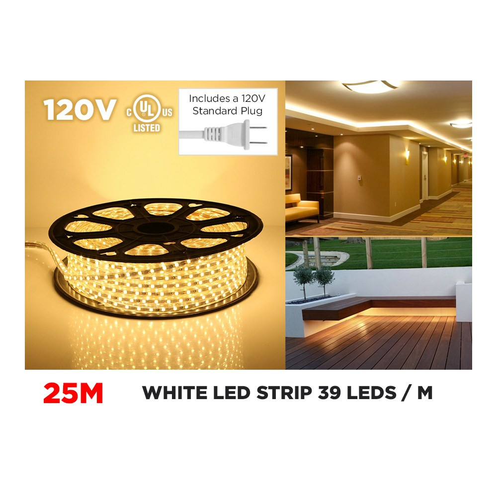 120V 25M IP65 2835 SINGLE COLOR LED STRIP - 39 LEDS/M