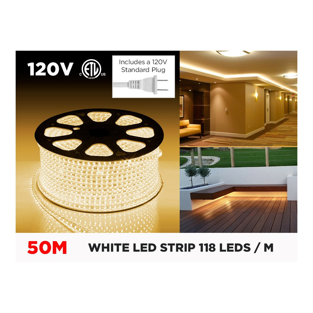 120V 50M IP67 2835 SINGLE COLOR LED STRIP - 118 LEDS/M