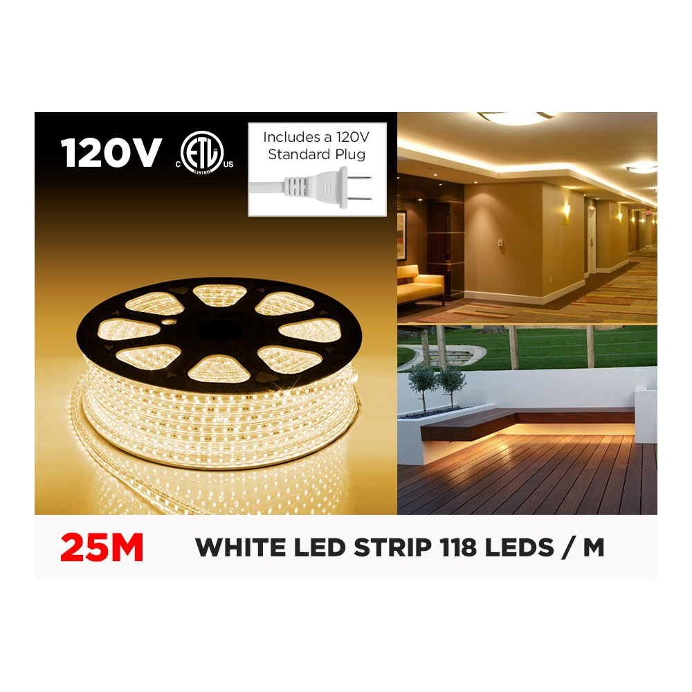 120V 25M IP67 2835 SINGLE COLOR LED STRIP - 118 LEDS/M