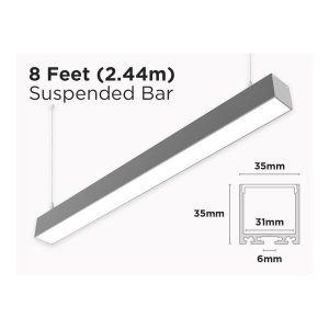 8 FEET SUSPENDED ARCHITECTURAL LED PROFILE FOR LED STRIP - 35MM DIAMETER
