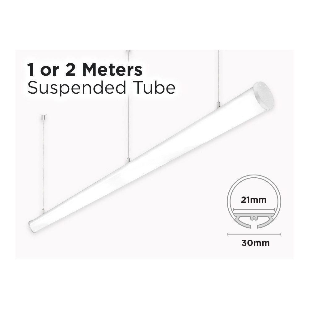 1 M SUSPENDED ARCHITECTURAL LED TUBE PROFILE FOR LED STRIP - 30MM DIAMETER