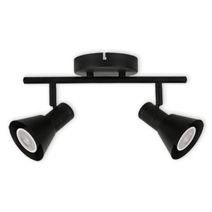 LED TRACK LIGHT FOR GU10 BULBS - SERIES 190 - 2 LIGHTS - BLACK