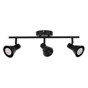 LED TRACK LIGHT FOR GU10 BULBS - SERIES 190 - 3 LIGHTS - BLACK (TK-15190-3-BK)