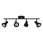 LED TRACK LIGHT FOR GU10 BULBS - SERIES 190 - 4 LIGHTS - BLACK (TK-15190-4-BK)