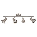 LED TRACK LIGHT FOR GU10 BULBS - SERIES 190 - 4 LIGHTS - BRUSHED STEEL
