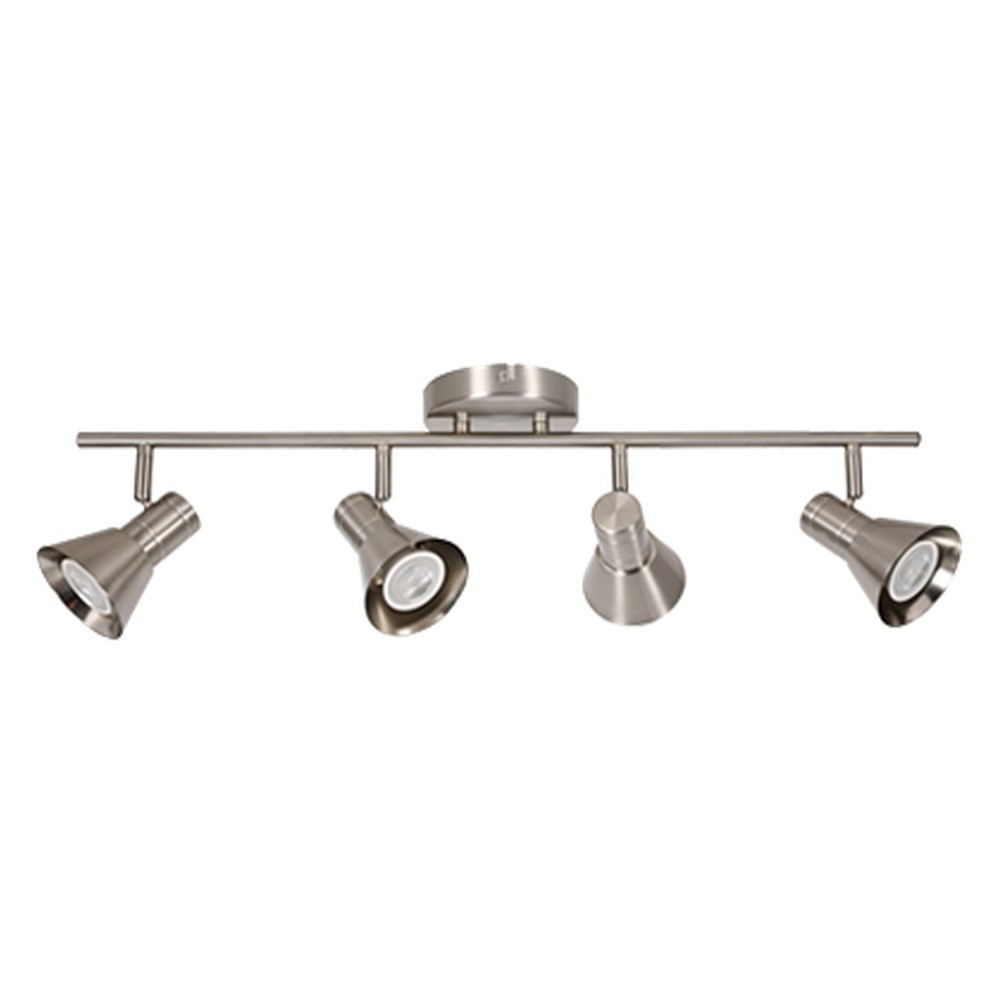LED TRACK LIGHT FOR GU10 BULBS - SERIES 190 - 4 LIGHTS - BRUSHED STEEL