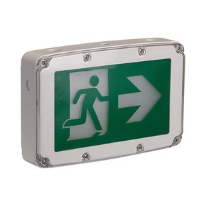 RUNNING MAN” WL (WET LOCATION) LED SIGN - SINGLE FACE - WHITE HSG - (SELF POWERED) - 6500K - 2 HRS BATT BACK-UP