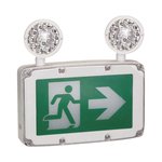 WET LOCATION RUNNING MAN LED SIGN & EMERG COMBO - THERMOPLASTIC ABS HSG - 120/347V - SUPER BRIGHT SMD 2X1.5W - 120 MIN BATTERY BACK-UP