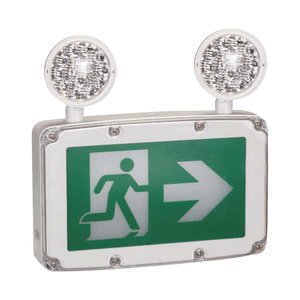 WET LOCATION RUNNING MAN LED SIGN & EMERG COMBO - THERMOPLASTIC ABS HSG - 120/347V - SUPER BRIGHT SMD 2X1.5W - 120 MIN BATTERY BACK-UP