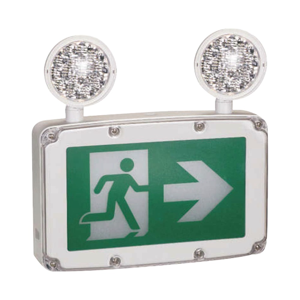 WET LOCATION RUNNING MAN LED SIGN & EMERG COMBO - THERMOPLASTIC ABS HSG - 120/347V - SUPER BRIGHT SMD 2X1.5W - 120 MIN BATTERY BACK-UP