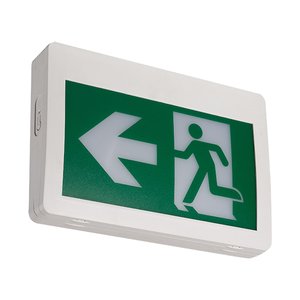 LED EMERGENCY SIGN TL-RMES111-UDC “RUNNING MAN” (WHITE PLASTIC HOUSING) - AC / 6-24V UDC