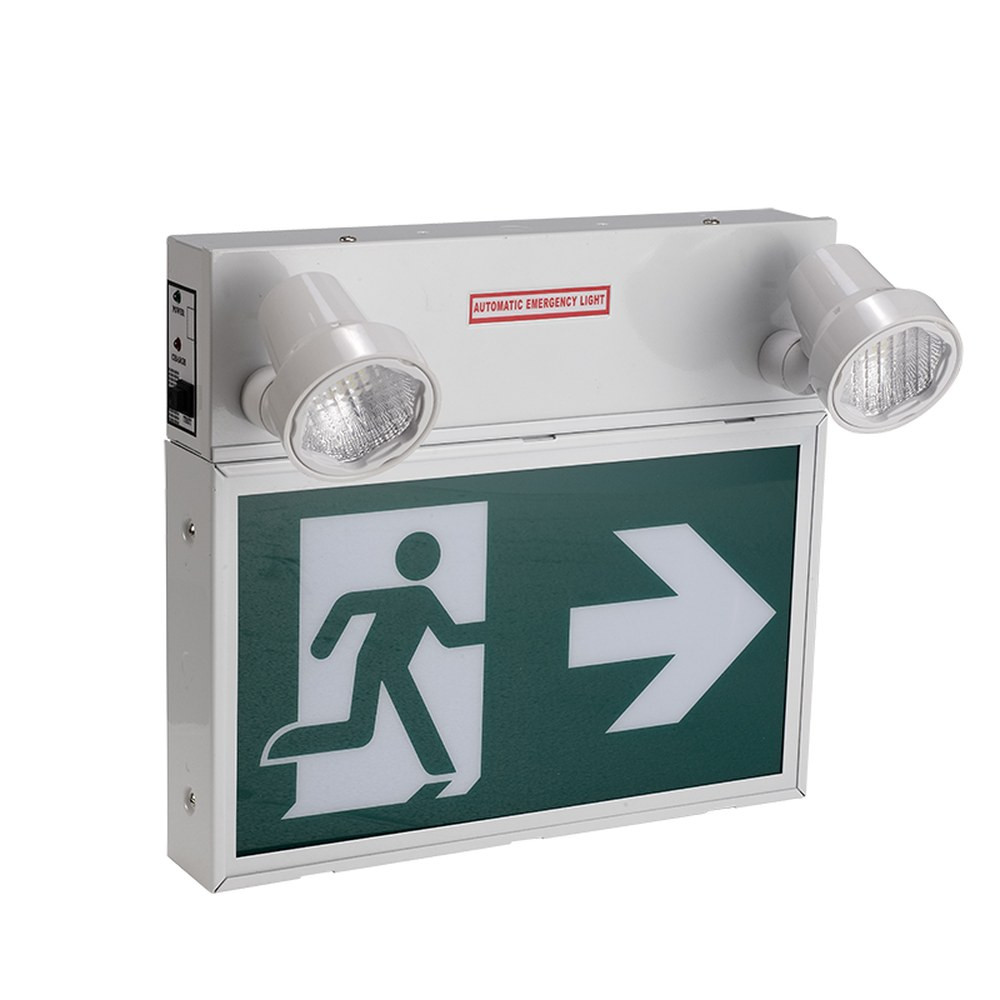 RUNNING MAN LED COMBO - METAL HSG - 120/347V - 2X5W - 2 HRS BATTERY BACK-UP - MAX: 34W - 30 MINS.