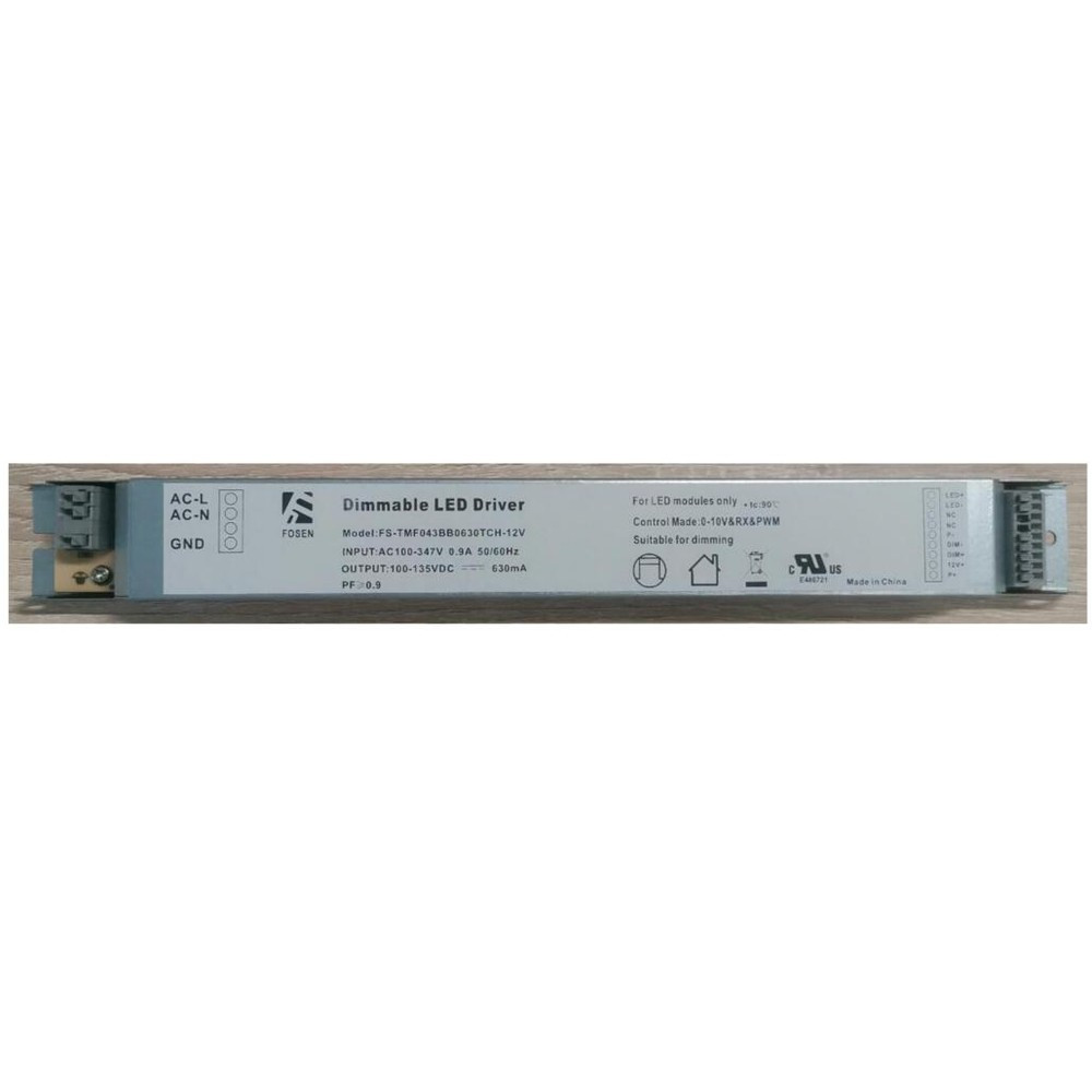 LED Driver Fosen 100-347VAC 100-135VDC 80W 0.63A 12VDC Dimmable 0-10VDC UL