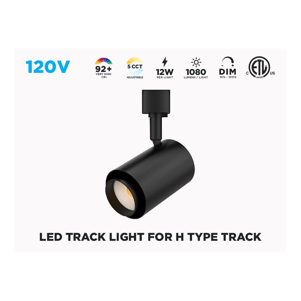 12W LED TRACK LIGHT HEAD FOR H-TRACK - BLACK