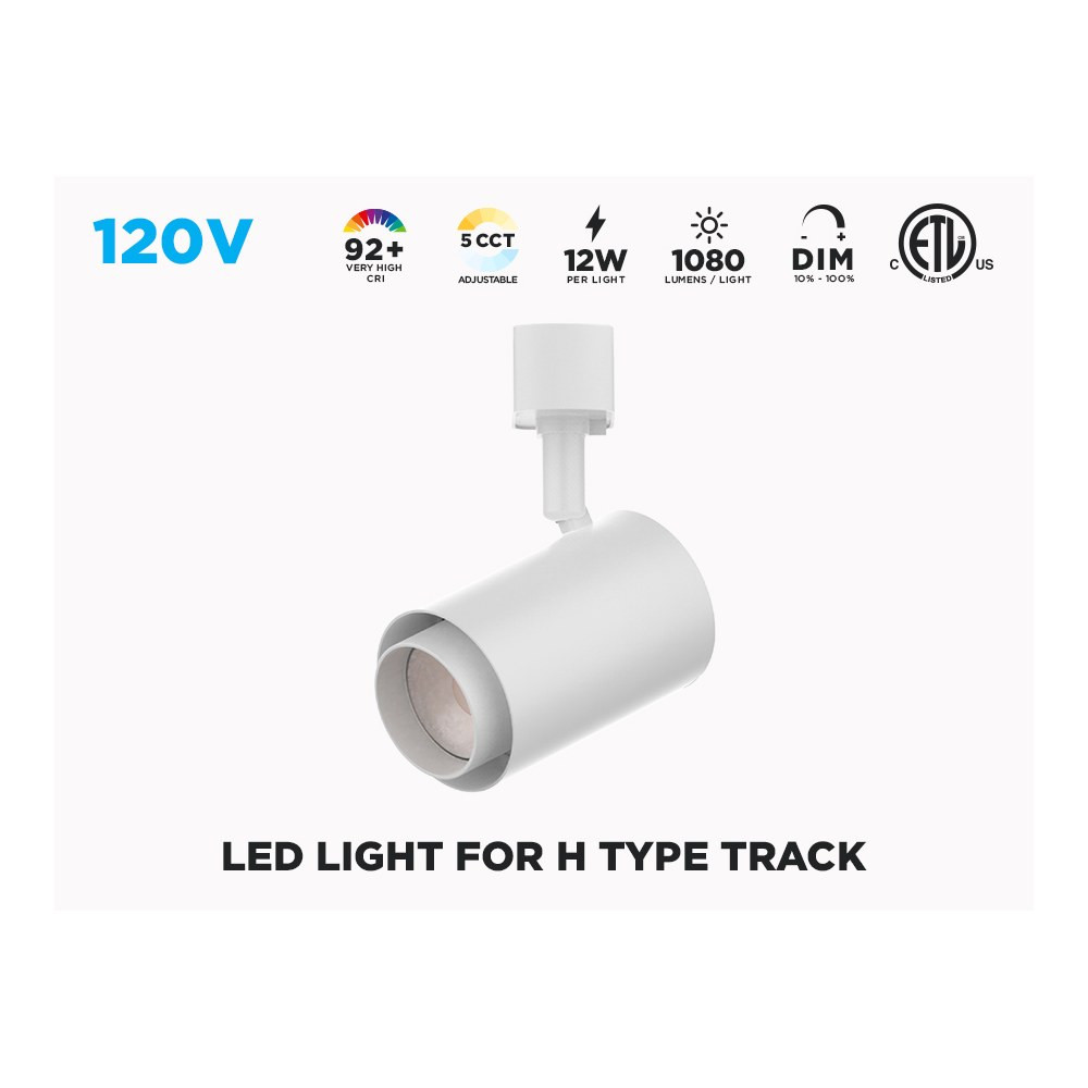 12W LED TRACK LIGHT HEAD FOR H-TRACK - WHITE