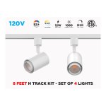 8 FEET H-TRACK LIGHT SET: 4 DIMMABLE 12W LED LIGHTS WITH 5 CCT - CETLUS CERTIFIED - WHITE