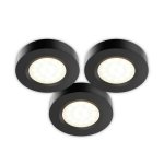3 rondelles LED 3W chaque 300 lumens sous-comptoir Noir
