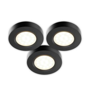 3 rondelles LED 3W chaque 300 lumens sous-comptoir Noir