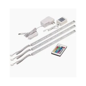 3 RGB LED Bars 1.5W each with Remote Control Under-Cabinet Chrome