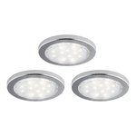 3 SLIM LED PUCK LIGHTS 1.5W EACH UNDER-CABINET CHROME