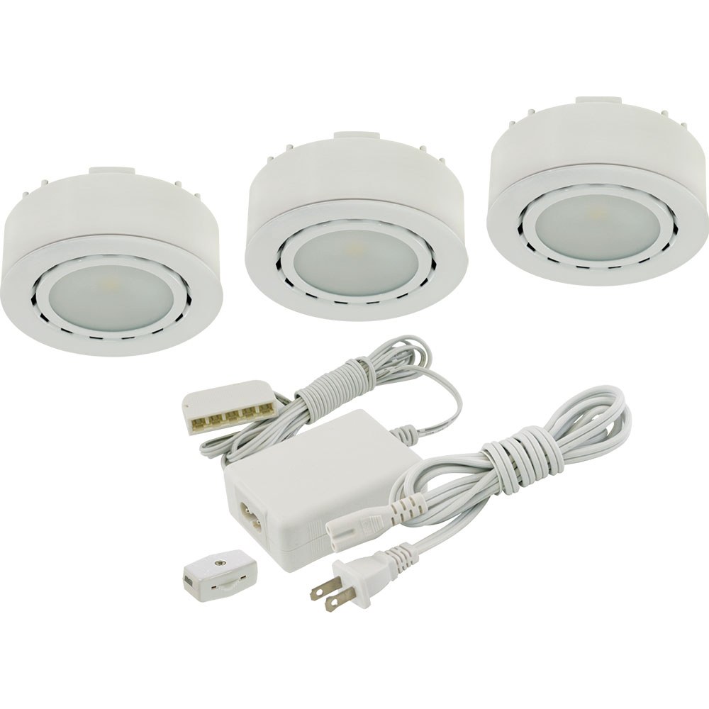 3 LED PUCK LIGHT KIT 12V - 2W 4000K - LINKABLE - WHITE - UCP-LED3-4K-WH