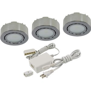 3 LED PUCK LIGHT KIT 12V - 2W 3000K - LINKABLE - CHROME - UCP-LED3-CH