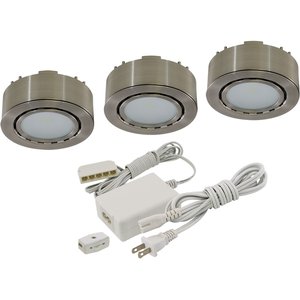 3 LED PUCK LIGHT KIT 12V - 2W 3000K - LINKABLE - MATTE NICKEL - UCP-LED3-MN