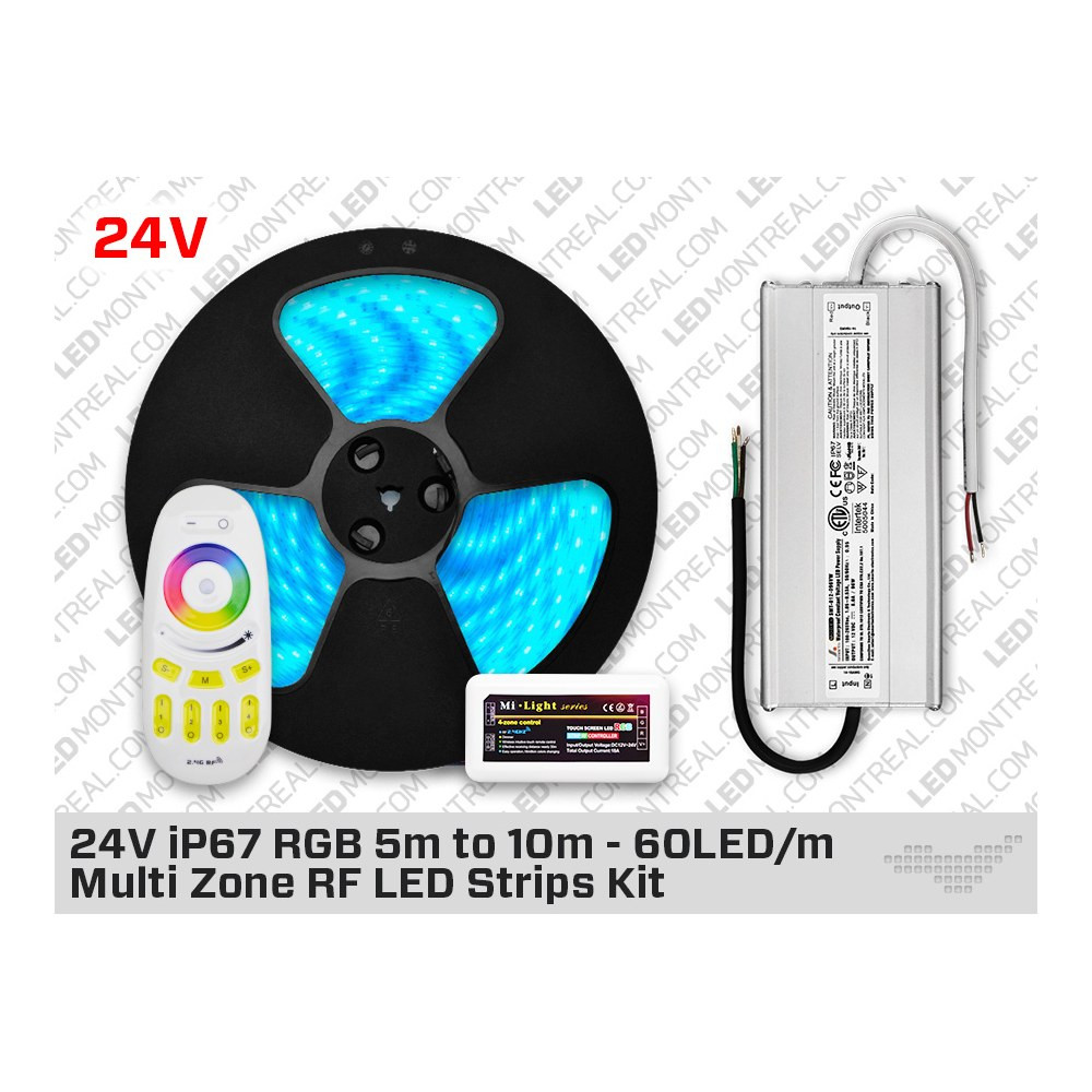 24V 5M IP67+ RGB 5050 LED STRIP KIT - 60 LEDS/M