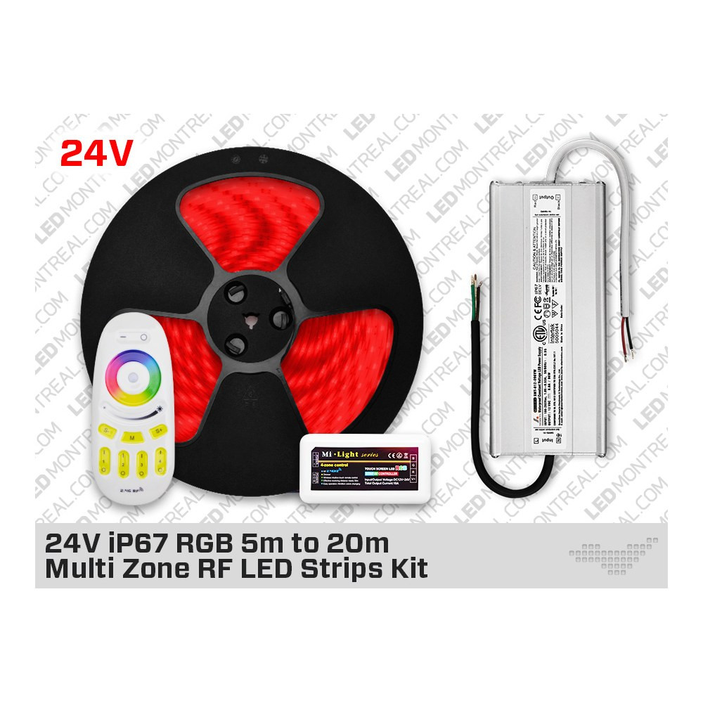 24V 5M TO 10M IP67 RGB 5050 LED STRIP KIT - 30 LEDS/M