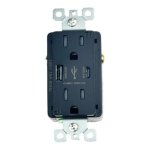 Outlet with A+C USB - 15 amp - 125V - Black - V2