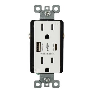 OUTLET WITH A+C USB | 15 AMP | 125V | WHITE | V2