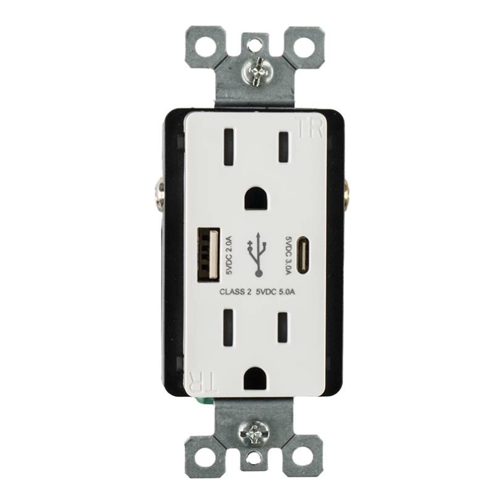 OUTLET WITH A+C USB | 15 AMP | 125V | WHITE | V2