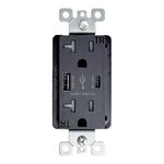OUTLET WITH A+C USB | 20 AMP | 125V | BLACK | V2