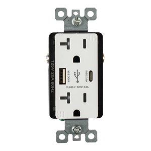 OUTLET WITH A+C USB | 20 AMP | 125V | WHITE | V2