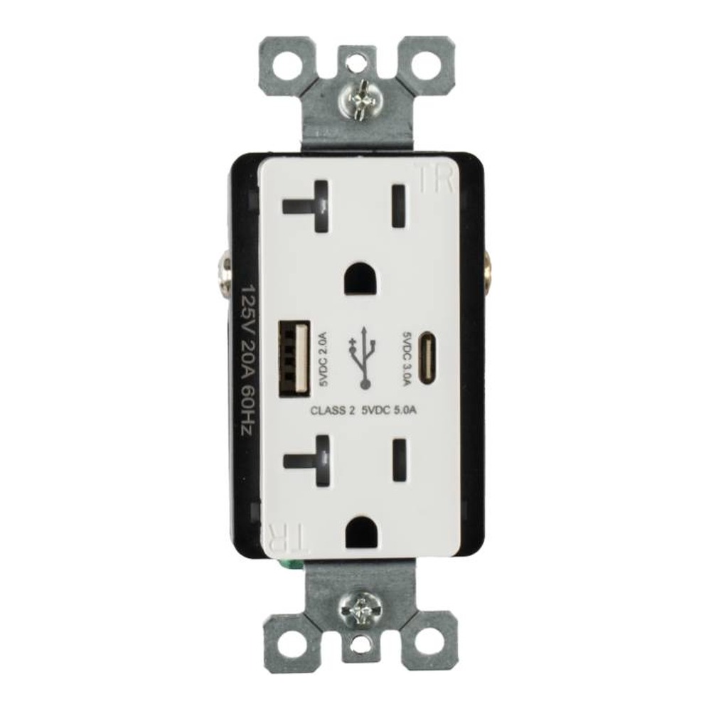 OUTLET WITH A+C USB | 20 AMP | 125V | WHITE | V2
