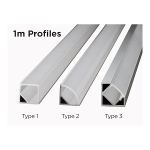 1M V-SHAPE 45° ALUMINIUM BAR FOR LED STRIPS