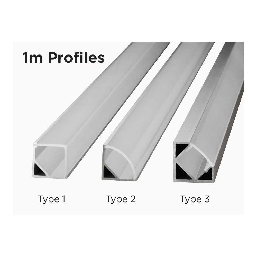 1M V-SHAPE 45° ALUMINIUM BAR FOR LED STRIPS