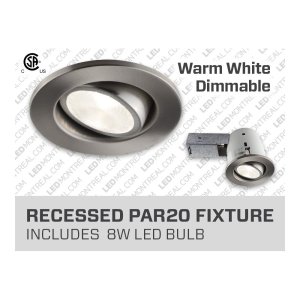 LIQUIDATION - BAZZ VIVO CHROME RECESSED FIXTURE WITH PAR20 8W LED BULB