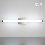 34 INCH LED WALL VANITIES (ROUND) 120V-277V - 5CCT (2700K - 3000K - 3500K - 4000K - 5000K) 25W - 2600LMN - 120° BEAM ANGLE - IP65 - CRI 80 - SATIN NICKEL - FOR INDOOR USE ONLY