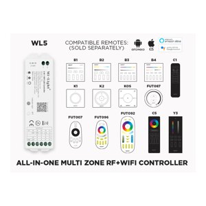WL5 - 5 IN 1 WI-FI CONTROLLER FOR LED STRIPS - ALEXA AND GOOGLE ASSISTANT