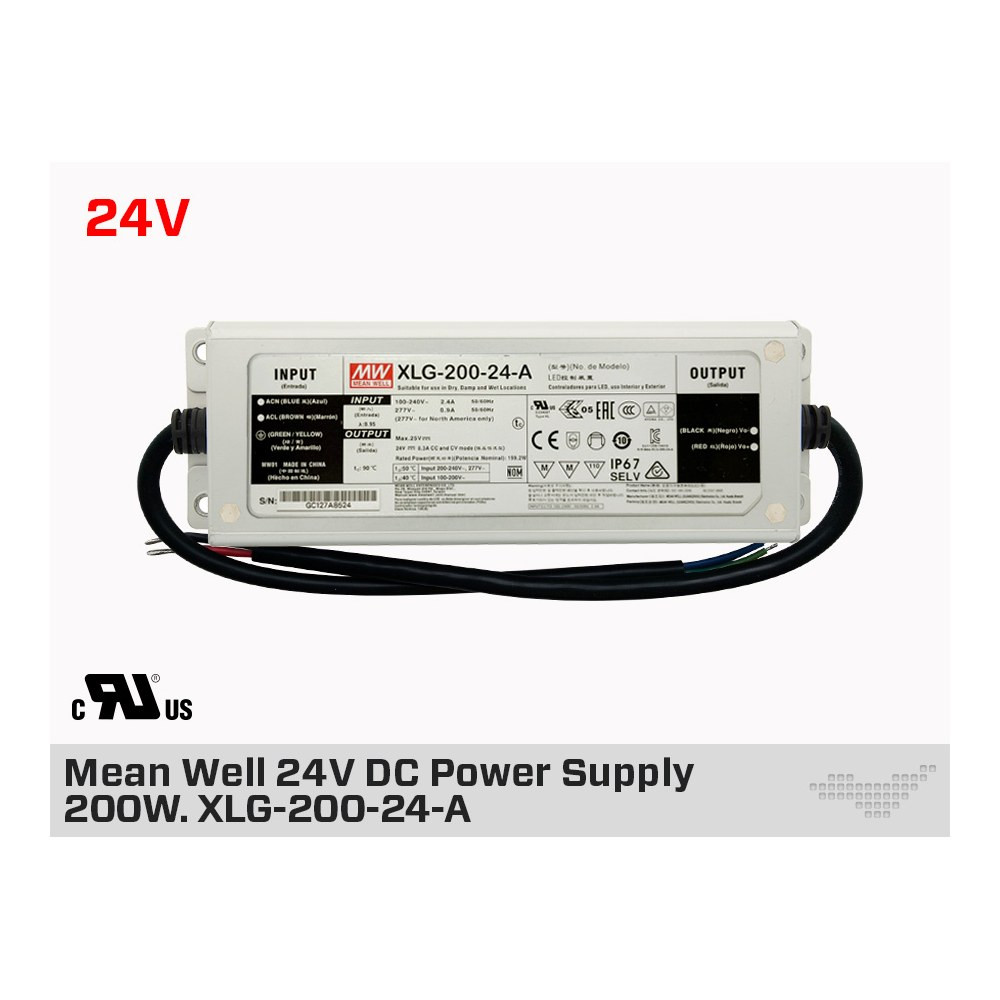 BLOC D'ALIMENTATION EXTÉRIEUR MEAN WELL 24V DC 200W 8.3A (XLG-200-24-A)