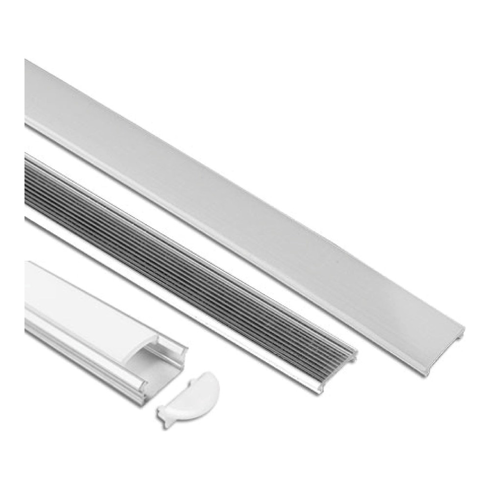 LED STRIP LIGHT CHANNEL WITH 16MM WIDTH - ALUMINUM BACK & PLASTIC COVER 2 METERS