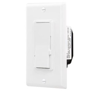 Decora 0-10VDC dimmer single/3-Way 100-277V 3A-1A white slider with on/off switch