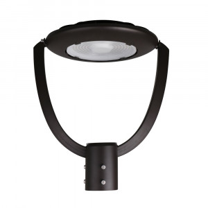 Pole top light 90 deg. 75/60/40W 120-347V 30-40-50K bronze clear dim 0-10V Photocell base