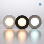 LED PUCK LIGHT 3W - 240LUMENS - CRI 90+ - 12V DC - DIMMABLE - SATIN NICKEL TRIM. FOR INDOOR USE ONLY. 3CCT-SELECTABLE.
