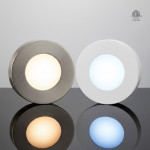 SUPERSLIM LED PUCK LIGHT - 2 PACK - 2W - 150 LM - 12V DC - DIMMABLE - SATIN NICKEL BORDER - INDOOR USE ONLY