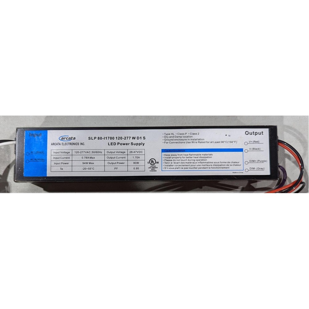 Driver LED Arcata 80W dimmable 1-10VDC 120-277V