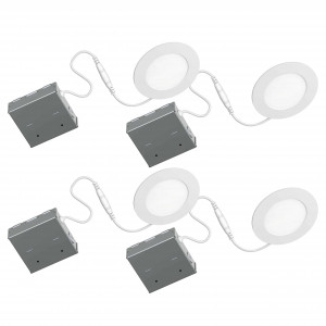 4-Pack LED Recessed Light 4" 8W 4000K Matte White
