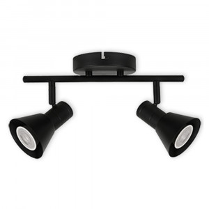 LED TRACK LIGHT FOR GU10 BULBS - SERIES 190 - 2 LIGHTS - BLACK